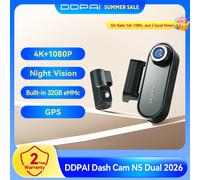 DDPAI N5 Dash Cam Dual 4K HDR Anteriore e Posteriore con AI NightVision, WiFi 6, GPS, ADAS, Controllo Vocale, Modalità Parcheggio 24H, DVR Auto con 32G eMMC