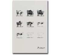 DDSEW GREWT Pablo Picasso Poster I Tori Tela Pittura Arte Moderna della Parete Pablo Picasso Stampe Astratto Minimalista Immagini per La Decorazione Domestica 30x40cm Senza Cornice