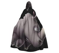 DDSFvbv Angry Rhino Mantello unisex con cappuccio per Halloween, costume cosplay per feste, abito a lunghezza intera