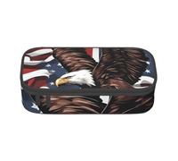 DDSFvbv Astuccio con aquila con bandiera USA - Forniture per studenti e ufficio - Borsa portaoggetti - Borsa per il trucco - Borsa grande per cancelleria, Nero , Taglia unica, Organizer per borse