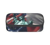 DDSFvbv Astuccio per matite con bandiera della Statua della Libertà, forniture per studenti e ufficio, borsa per riporre oggetti, borsa per trucchi, borsa grande per cancelleria, Nero , Taglia unica