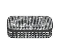 DDSFvbv Astuccio per matite con paillettes argentate, per studenti e ufficio, borsa per riporre oggetti, borsa per trucchi, grande borsa per cancelleria, Nero , Taglia unica, Organizer per borse