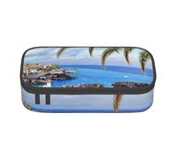 DDSFvbv Astuccio per matite con villaggio dei pescatori dell'isola italiana, forniture per studenti e ufficio, borsa per riporre oggetti, borsa per trucchi, borsa grande per cancelleria, Nero , Taglia