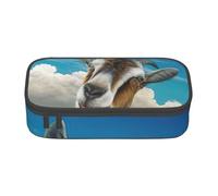 DDSFvbv Blue Goat Print Pencil Case - Forniture per studenti e ufficio - Borsa portaoggetti - Borsa per trucchi - Grande borsa per cancelleria, Nero , Taglia unica, Organizer per borse