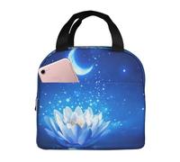 DDSFvbv Borsa termica per il pranzo con fiori e luna, riutilizzabile, portatile, perfetta per lavoro, picnic, spiaggia, barbecue