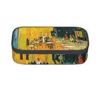 DDSFvbv Cafe Terrace at Night Pencil Case - Forniture per studenti e ufficio - Borsa portaoggetti - Borsa per trucchi - Borsa grande per cancelleria, Nero , Taglia unica, Organizer per borse