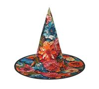 DDSFvbv Cappello da strega con fiori e farfalle, per Halloween, accessorio per cosplay, travestimenti, decorazioni per le vacanze, taglia unica