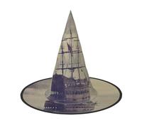 DDSFvbv Cappello da strega con nave dei pirati in mare, per Halloween, accessorio per cosplay, decorazioni per le vacanze, taglia unica