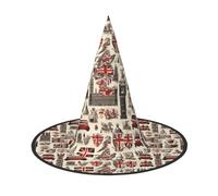 DDSFvbv Cappello da strega con simboli dell'Inghilterra, per Halloween, accessorio per cosplay, travestimento, decorazioni per le vacanze, taglia unica