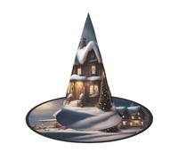 DDSFvbv Christmas Village House 2 Cappello da festa di Halloween, cappello da strega, accessorio per cosplay, travestimento, decorazioni per le vacanze, taglia unica