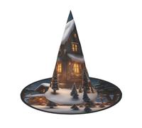 DDSFvbv Christmas Village House 3 Cappello da festa di Halloween, cappello da strega, accessorio per cosplay, travestimento, decorazioni per le vacanze, taglia unica