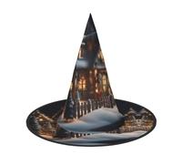 DDSFvbv Christmas Village House 4 Cappello da festa di Halloween, cappello da strega, accessorio per cosplay, travestimento, decorazioni per le vacanze, taglia unica