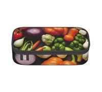 DDSFvbv Introduzione di varie verdure Pencil Case - Studenti & Office Supplies - Item Storage Bag - Makeup Bag - Grande borsa di cancelleria, Nero , Taglia unica, Organizer per borse