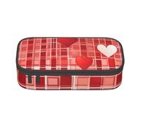 DDSFvbv Reticolo griglia rosso Romance Pencil Case - Studenti & Office Supplies - Item Storage Bag - Makeup Bag - Grande borsa di cancelleria, Nero , Taglia unica, Organizer per borse