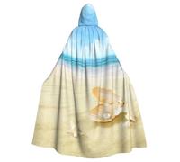DDSFvbv Starfish shell and beach Unisex Halloween Cappuccio Mantello Cosplay Costume Mantello per Partito Dress Up Uniforme Robe Lunghezza intera
