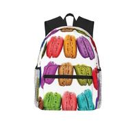 DDSFvbv Zaino unisex con macaron al gusto di biscotti, borsa casual per laptop, borsa resistente per lavoro, viaggi, grande capacità e ottimo regalo, Nero , Taglia unica