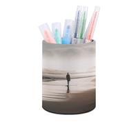 DDTKLSNV Alone at The Beach Portapenne Portapenne PU Portapenne Porta Tazza Porta Pennello Trucco Impermeabile Desktop Pen Organizer Matita Tazza per Ufficio Accessori da Scrivania