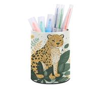 DDTKLSNV Animali su foglie portapenne portapenne PU portapenne porta pennelli trucco impermeabile scrivania organizzatore matita tazza per ufficio accessori da scrivania