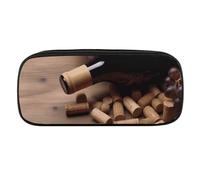 DDTKLSNV Astuccio in pelle impermeabile carino portapenne da viaggio per cosmetici borsa organizer portapenne per uomo donna bottiglia di vino tappi uva