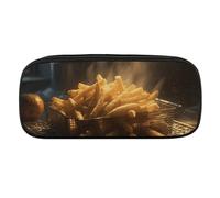 DDTKLSNV Astuccio in pelle impermeabile carino portapenne da viaggio per cosmetici borsa organizer portapenne per uomini e donne, patatine fritte
