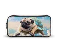DDTKLSNV Astuccio portapenne con simpatico cane tartaruga e carlino, grande capacità, astuccio per trucchi e cosmetici, per donne e uomini