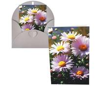 DDTKLSNV Biglietto di ringraziamento con buste, 10,2 x 15,2 cm, motivo: piante margherite, per tutte le occasioni, per Natale, vacanze, compleanno, laurea, anniversari