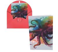 DDTKLSNV Biglietto di ringraziamento con buste, 10 x 15 cm, biglietti di auguri astratti colorati con polipo per tutte le occasioni, biglietti pensando a te, per Natale, vacanze, compleanno, laurea