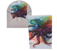 DDTKLSNV Biglietto di ringraziamento con buste, 10 x 15 cm, biglietti di auguri astratti colorati con polipo per tutte le occasioni, biglietti pensando a te, per Natale, vacanze, compleanno, laurea