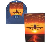 DDTKLSNV Biglietto di ringraziamento con buste, 10 x 15 cm, biglietti di auguri con aereo, tramonto per tutte le occasioni, biglietti per pensieri per Natale, vacanze, compleanno, laurea, anniversari