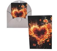 DDTKLSNV Biglietto di ringraziamento con buste, 10 x 15 cm, biglietti di auguri con fiori di fuoco e cuore, biglietti per tutte le occasioni, per Natale, vacanze, compleanno, laurea, anniversari