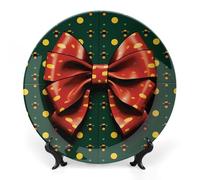 DDTKLSNV Bone China - Carta da regalo decorativa con fiocco, in ceramica, con espositore in ceramica, decorazione da parete per casa e ufficio, 17,8 cm