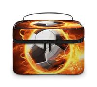 DDTKLSNV Borsa da trucco da viaggio portatile con fiamma di calcio, borsa cosmetica con cerniera, organizer per trucchi da donna