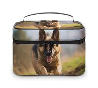 DDTKLSNV Borsa per il trucco con cane pastore tedesco in esecuzione borsa da viaggio portatile borsa cosmetica con cerniera organizer per trucco borsa da toilette per donne signore