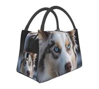 DDTKLSNV Borsa termica per il pranzo con cane dagli occhi azzurri, a prova di perdite, per donne e uomini, riutilizzabile, per lavoro, picnic, viaggi