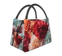 DDTKLSNV Borsa termica per il pranzo con fiori di garofano colorati, a prova di perdite, per donne e uomini, riutilizzabile, per lavoro, picnic, viaggi