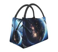 DDTKLSNV Borsa termica per il pranzo, con motivo Terra e luna, a prova di perdite, per donne e uomini, riutilizzabile, per lavoro, picnic, viaggi