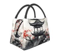 DDTKLSNV Borsa termica per il pranzo con pittura a inchiostro cinese, a prova di perdite, per donne e uomini, riutilizzabile, per lavoro, picnic, viaggi