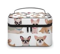 DDTKLSNV Carino Chihuahua Pug Pattern Makeup Bag Portatile Viaggio Cosmetici Borsa Cerniera Organizzatore di Trucco Borsa da toilette per le Donne Signore