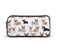 DDTKLSNV Carino Chihuahua Pug Pattern Pencil Case Astuccio Grande Capacità Carino Matita Sacchetto Trucco Cosmetici Borsa per Donne Uomini