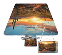 DDTKLSNV Coperta da picnic impermeabile pieghevole tappetino da picnic leggera portatile Saguaros al tramonto coperta da spiaggia per parco, viaggi, campeggio, picnic, accessorio per adulti (152 x 152