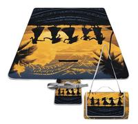 DDTKLSNV Coperta da picnic impermeabile, pieghevole, tappetino da picnic, leggero, portatile, cinque sagome di danza hawaiana, coperta da spiaggia, per parco, viaggi, campeggio, picnic, accessorio per