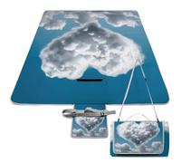 DDTKLSNV Coperta da picnic impermeabile pieghevole tappetino da picnic leggero portatile nuvole bianche sono come un cuore coperta da spiaggia per parco, viaggi, campeggio, picnic, accessorio per