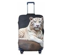 DDTKLSNV Coperture per bagagli da viaggio per valigie, Albino Tiger seduta sulla roccia animale della roccia, protezione elastica per valigia, lavabile, antigraffio, copertura per bagagli adatta per
