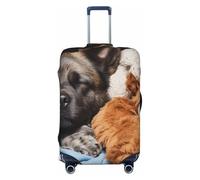DDTKLSNV Coperture per bagagli da viaggio per valigie, cane che dorme con orso, protezione elastica per valigia, lavabile, antigraffio, copertura per bagagli adatta per bagagli da 45-81 cm, Nero , L