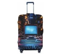 DDTKLSNV Coperture per bagagli da viaggio per valigie, computer e Internet, protezione elastica per valigie, lavabile, antigraffio, per bagagli da 45,7 a 81,7 cm, Nero , M