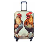 DDTKLSNV Coperture per bagagli da viaggio per valigie, gallo e gallina, protezione elastica per valigie, lavabile, antigraffio, per bagagli da 45,7 a 81,7 cm, Nero , S