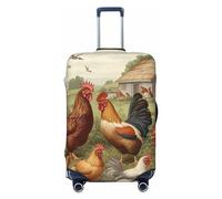 DDTKLSNV Coperture per bagagli da viaggio per valigie, polli e fattoria, protezione elastica per valigia, lavabile, antigraffio, per valigie, adatta per bagagli da 45 a 81 cm, Nero , S