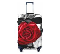 DDTKLSNV Coperture per bagagli da viaggio per valigie, strisce nere e bianche, fiori rosa rossa, protezione elastica per valigia, lavabile, antigraffio, per bagagli da 45,7 a 81,7 cm, Nero , M