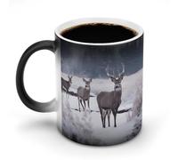 DDTKLSNV Deer on Frozen Wilderness tazza da caffè in ceramica 325 ml sensibile al calore magica tazza da caffè cambia colore tazza da caffè tazza da tè per donne uomini