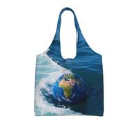 DDTKLSNV Grande borsa tote da donna resistente pieghevole shopping tote bag toni della terra e onde borsa a tracolla per lavoro spiaggia viaggi